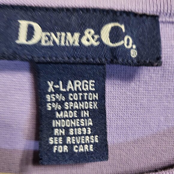 Denim & Co Top w/Button Accents XL Light Purple - Picture 4 of 7